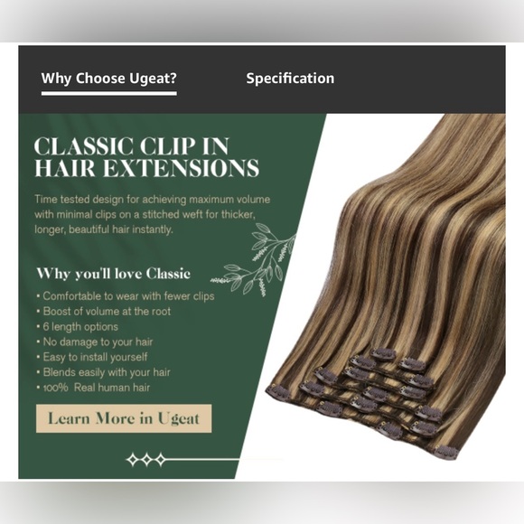 HUMAN HAIR Clip in Hair Dark Brown Mix Caramel Brown Extensions Full Head 16inch - Picture 8 of 13